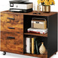 3 Drawer Mobile File Cabinet, Wood Lateral Filing Cabinet, Printer Stand with Open Shelves for Home Office, Rustic Brown
