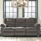 Tulen Modern Manual Pull Tab Reclining Sofa, Dark Gray