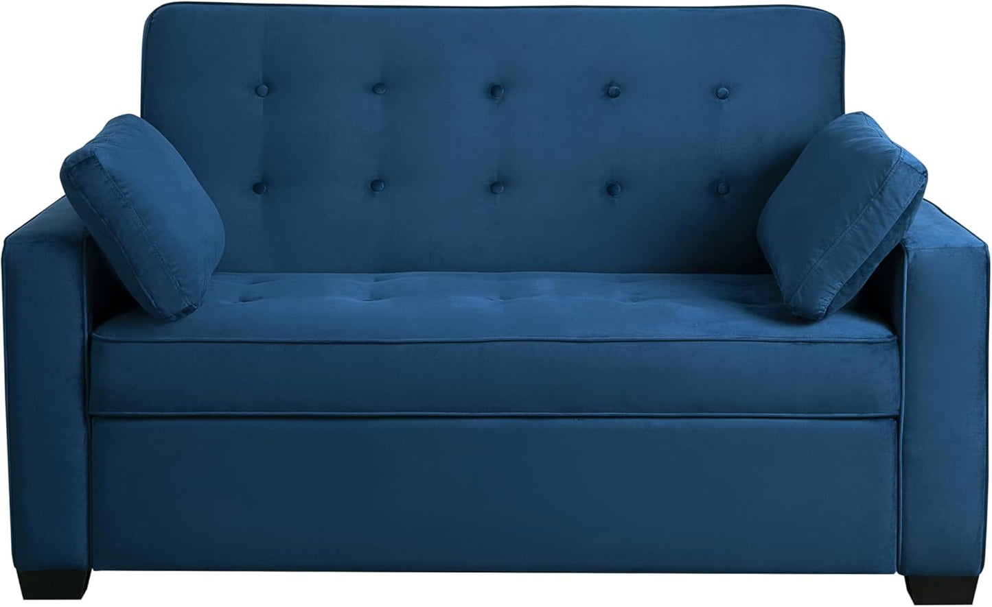 Ainsley 66.5" onvertible Sleeper Loveseat, Full Size, Dreamoil omfort, Soft Velvet Fabri, Navy