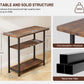 Side Table for Living Room, 3-Tier End Table for Small Space with Wide Storage Tabletop, Rustic Brown Narrow Nightstand for Bedroom, Sofa Couch