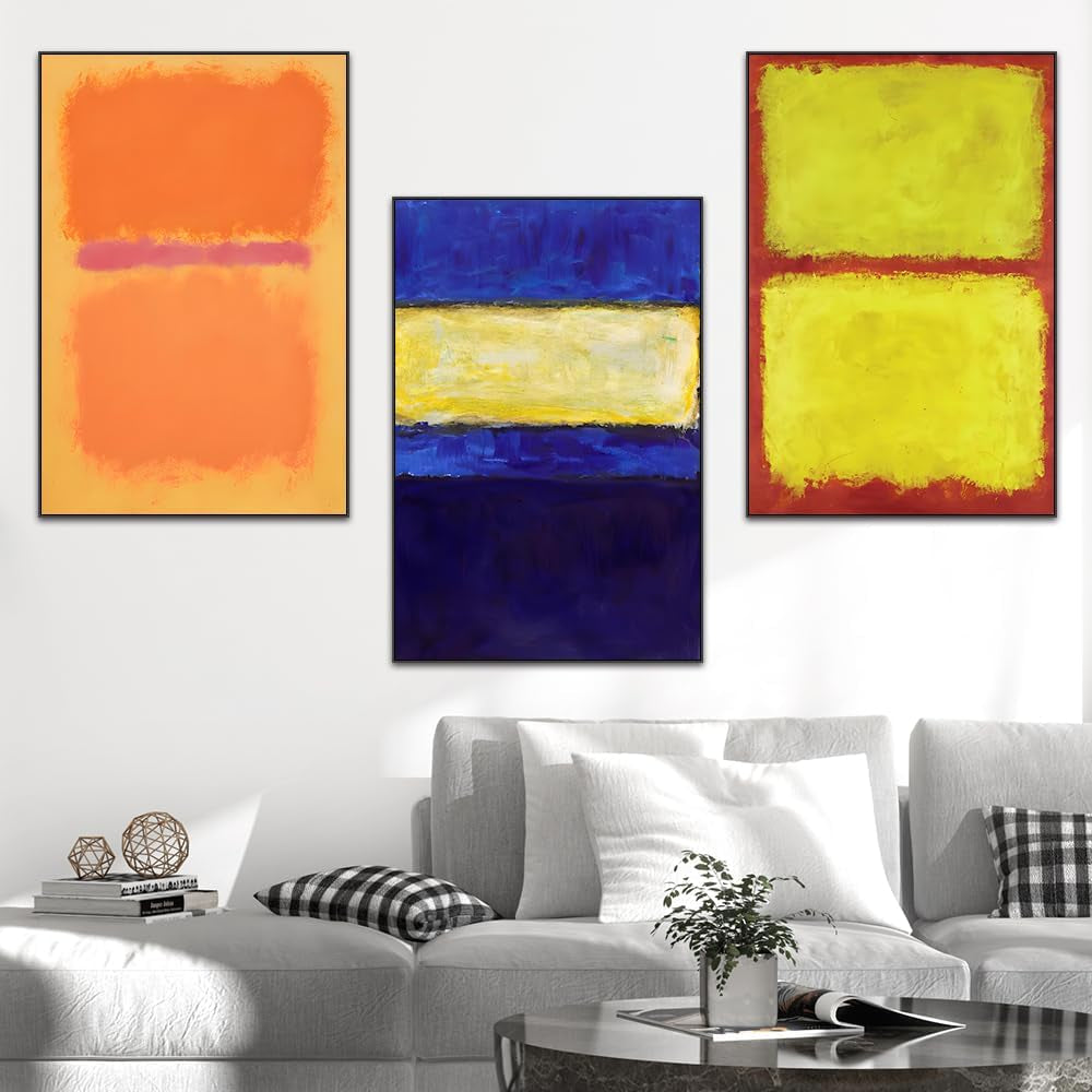 Wall Art, Canvas Frame Simple Natura Abstract World Famous Painting Prints, Large Size Paintings Set of 3 Aesthetic Wall Art Decor for Living Room Bedroom Kitchen Office