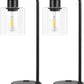 Industrial Touch Table Lamps for Bedrooms Set of 2 - 3-Way Dimmable Nightstand Lamps with USB C+A Ports and Outlet, Black Bedside Lamps with Glass Shade for Living Room, Desk Lamps for Home Office