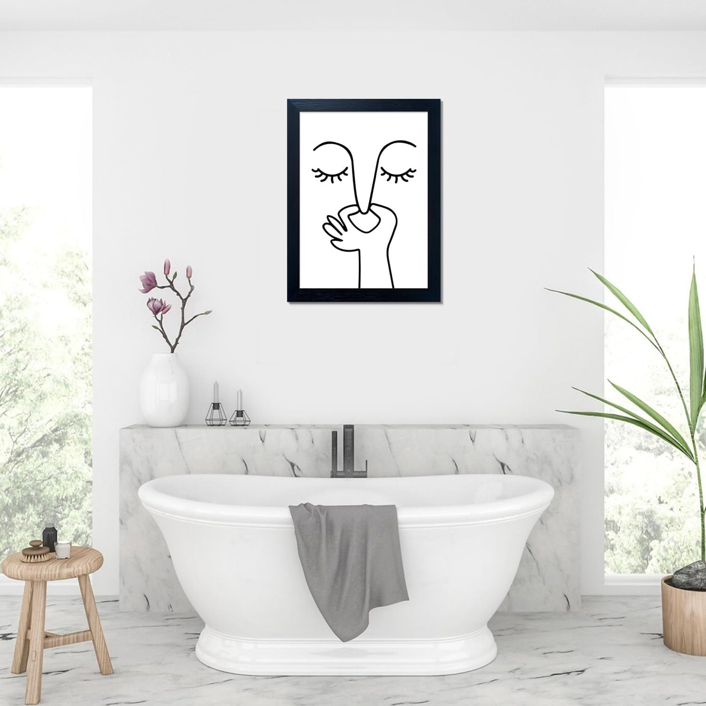 Black and White Bathroom Wall Decor Bad Smell Humorous Wall Art Funny Guest Toilet Picture Print Painting Modern Minimalistic Bathroom Sign