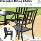 Outdoor Dining Set for 4, Patio Table and Chairs Set with Umbrella Hole, Metal Patio Furniture Set for Deck/Backyard/Poolside/Garden
