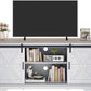 Farmhouse TV Stand for 65 Inch Television Stand, Entertainment Center with Storage Cabinets and Sliding Barn Doors, Rustic Media TV Console Table for Living Room, Grey White/Grey Wash