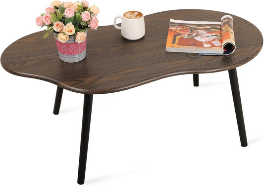 Modern Coffee Tables for Living Room Cloud Shape Center Table Industrial Irregular Wood Grain Table Top Coffee Table, Rustic Brown Unique Furniture for Living Room Home