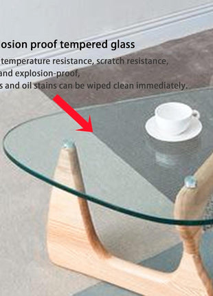 Contemporary Round Glass Coffee Table - 32.68" Diameter x 22.44" Width x 15.75" Height, Abstract Design for Living Room and Home Office, Industrial Style with Clear Glass Finish