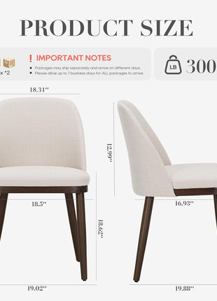 Set of 4 Modern Upholstered Dining Chairs with Back Support and Wooden Legs, Beige Fabric for Kitchen and Dining Room