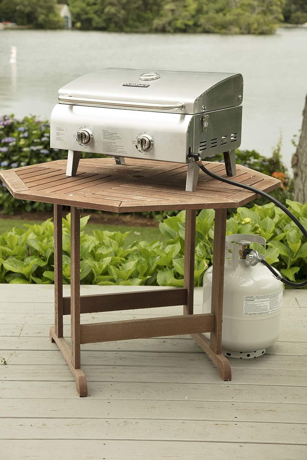 Chef'S Style Tabletop Portable Propane Grill, 20,000 BTU Stainless Steel 2-Burner Outdoor Gas Grill for Camping, Tailgates, BBQ, Hassle-Free Setup, Twist-Start Ignition, CGG-306