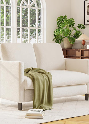 Beige 51" Teddy Loveseat Sofa for Compact Areas - Elegant All-Wood Construction with Effortless Assembly - Perfect for Living Rooms and Bedrooms