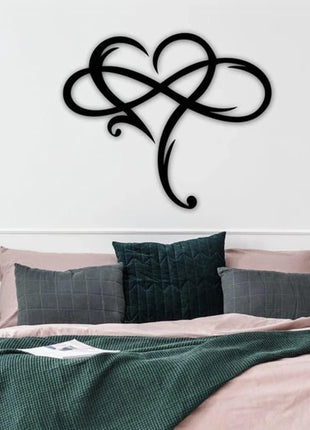Infinity Heart Metal Wall Art - Sophisticated Steel Love Sign for Home and Wedding Decor, Perfect for Bedroom and Living Room (Black, 15.7 x 14 Inches)