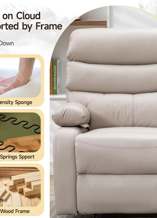Three-Seater Recliner Sofa Set - Anti-Scratch Loveseat & Couch for Living Room, RV, and Home Theater in Beige