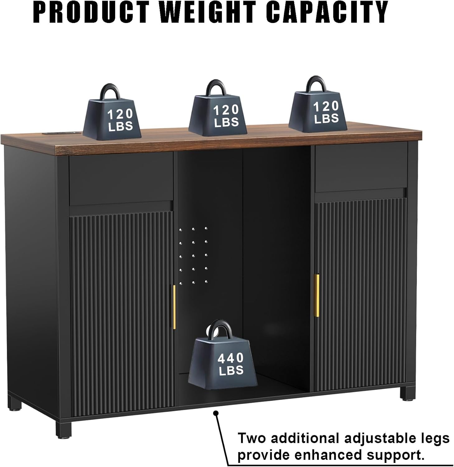 Large Coffee Bar Cabinet with Fridge Space, Mini Fridge Cabinet with Wine Storage, Buffet Sideboard Table for Home, Fluted Modern Design,53.2" L