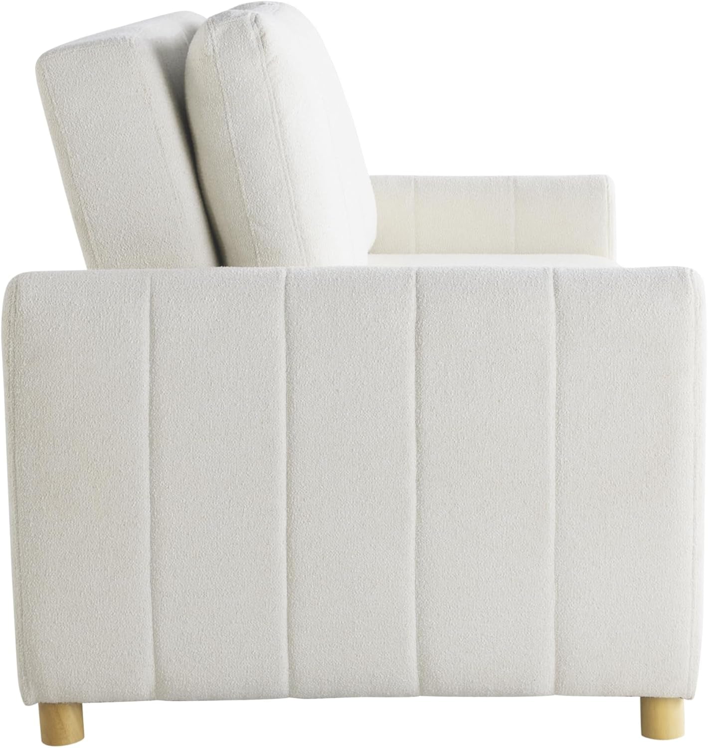 Galway 66.5" Convertile Sleeper Loveseat, Full Size, Dreamcoil Comfort, Fingerguard Pinch Point Protection, oucle Faric, Ivory