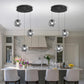 3-Light Black Pendant Light Fixtures Modern Smoke Gray Glass Globe Pendant Lights Kitchen Island Adjustable Hanging Lights Globe Stairwell Lighting Black Chandelier for Dining Room