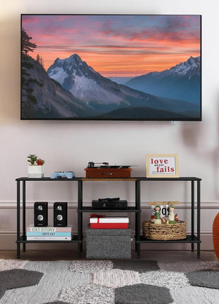 50-Inch Black Entertainment Center with Storage for 32 to 50-Inch TVs - Versatile Console Table for Living Room, Bedroom, and Office