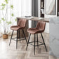 Brown Bar Stools Set of 2, Fabric Upholstered Barstools Armless, 24 in Bar Stool Bar Height, Black and Brown Barstools for Home Bar, Coffee Bar.