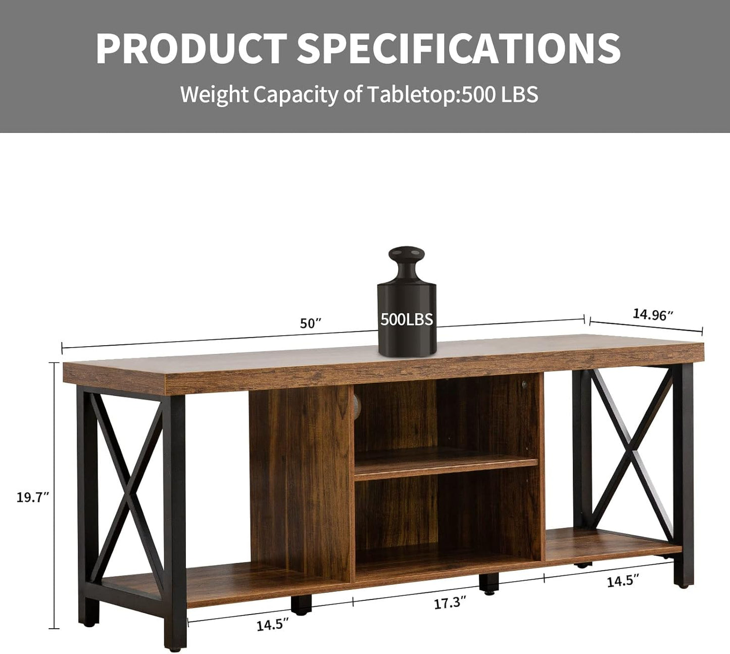 TV Stand for TV up to 55 Inches, TV Cabinet with Open Storage, TV Console Unit with Shelving for Living Room, Entertainment Room, Rustic Brown