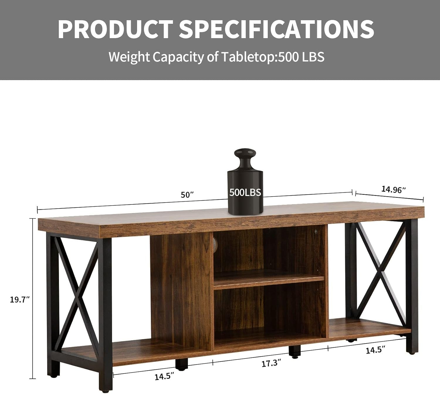 TV Stand for TV up to 55 Inches, TV Cabinet with Open Storage, TV Console Unit with Shelving for Living Room, Entertainment Room, Rustic Brown