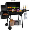 CC1830S BBQ Charcoal Grill and Offset Smoker | 823 Square Inch Cooking Surface, Outdoor for Camping | Black