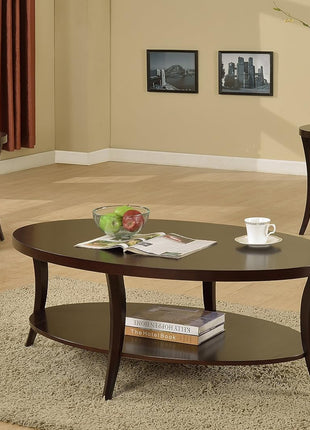 Perth Contemporary Round End Table with Shelf in Espresso Finish