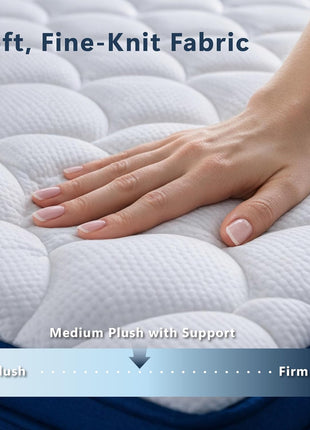 12-Inch Full-Size Hybrid Mattress with Gel Memory Foam and Individual Pocket Coils, Fiberglass-Free, Plush Support for Back Pain Relief, CertiPUR-US Certified, Conveniently Delivered in a Box