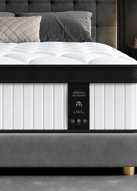 12-Inch Queen Mattress in a Box Featuring Memory Foam and Individual Pocket Springs for Superior Motion Isolation, Pressure Relief, Medium Firm Comfort, and Breathable Cooling Sleep Experience