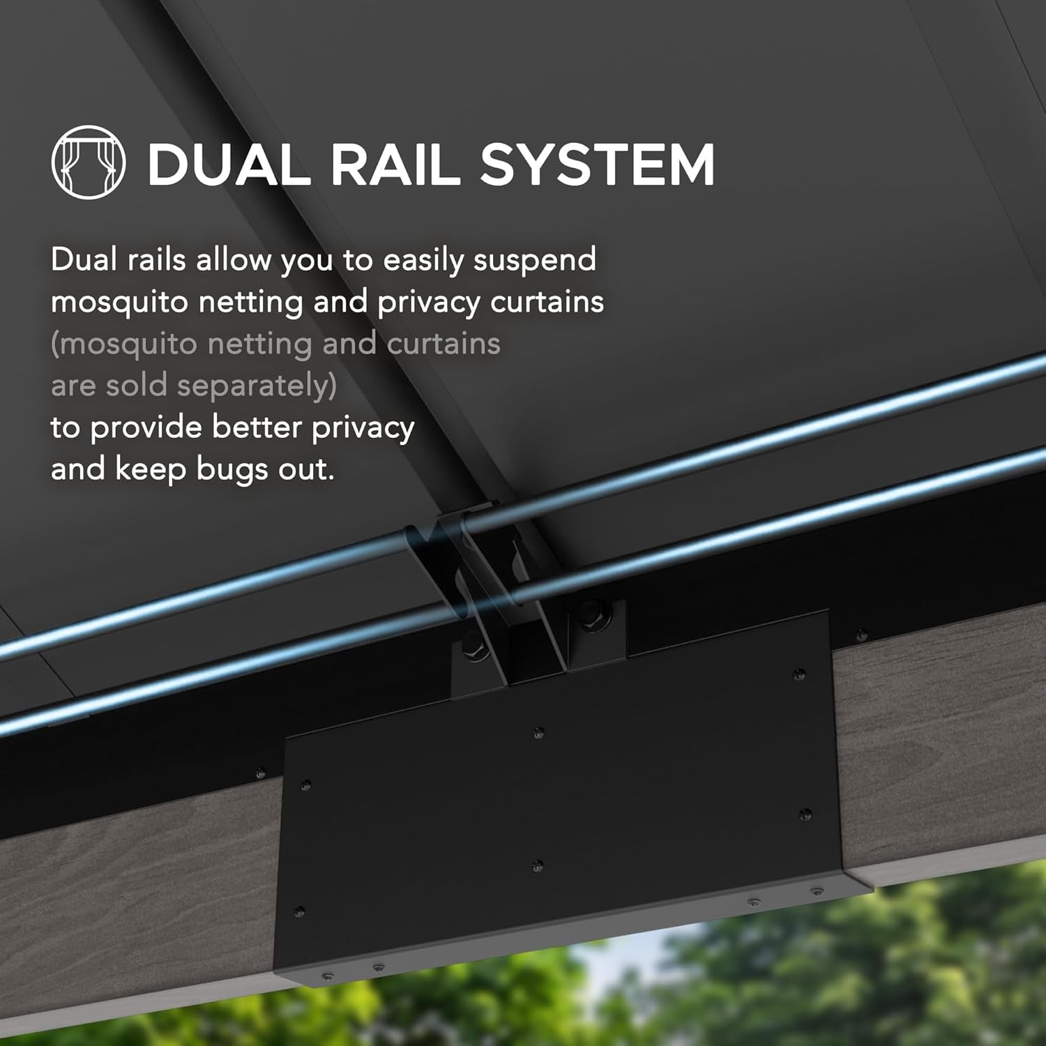 12 X 16 Ft. Wood Gazebo, Outdoor Patio Cedar Framed Steel Hardtop Gazebo with 2-Tier Metal Roof, Suitable for Patios, Lawn and Backyard, Matte Black Roof + Gray Wood Frame