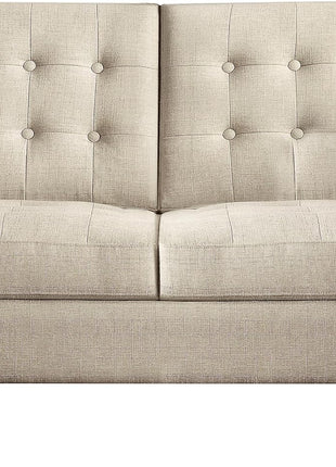 Beige Loveseat Sofa for Living Room - Compact Couch in a Box for Small Spaces