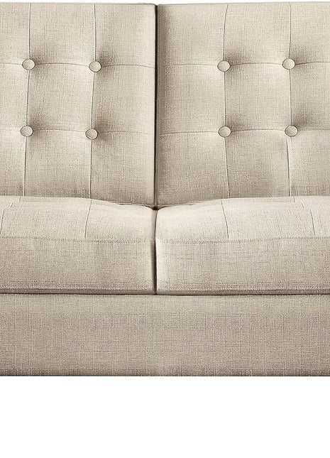 Beige Loveseat Sofa for Living Room - Compact Couch in a Box for Small Spaces