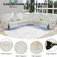 Power Recliner Sectional Sofa Set for Living Room Furniture Sets,Leather Reclining Sofa Set with LED Lights/Hidden Storage,L- Shaped Couch for Living Room/Home Theater(White,Sectional)