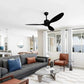 52-Inch Ceiling Fan No Lights Remote Control Low Profile 3 Blades Reversible DC Motor, Black