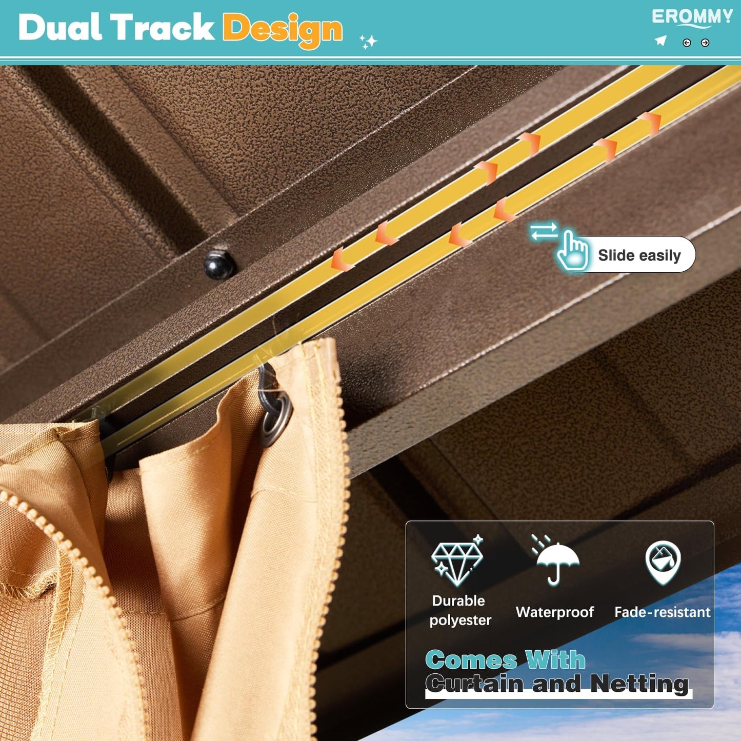 10' X 12' Hardtop Gazebo, Aluminum Frame Gazebos with Galvanized Steel Double Roof, Permanent Outdoor Metal Pavilion with Curtain and Netting for Patio, Lawn, Deck