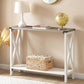 Narrow Console Table, Small Entryway Table, Farmhouse Sofa Table with 2 Open Shelves, for Hallway, Living Room, White and Greige WG08XG01