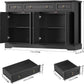 Buffet Cabinet with Storage, 52.7" Large Sideboard Buffet Table, Black Kitchen Cabinet with 3 Drawers and 4 Doors, Wood Coffee Bar for Kitchen Dining Room, Black