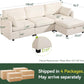 109'' Modular Sectional Sofa, L Shaped Couch with Storage Ottoman, Comfy Cloud Sofa with Deep Seat, 4 Seat Convertible Sectional Couches for Living Room (Beige, Low Legs 1.97")