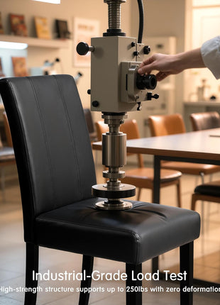 Set of 4 Black Faux Leather Upholstered Dining Chairs with Durable Wooden Legs