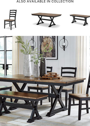 Signature Design by Ashley Wildenauer Set of 2 Contemporary Ladderback Dining Chairs with Solid Wood Frame and Two-Tone Black/Brown Finish