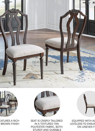 Signature Design by Ashley Lavinton Traditional Upholstered Dining Chairs in Tan - Set of 2