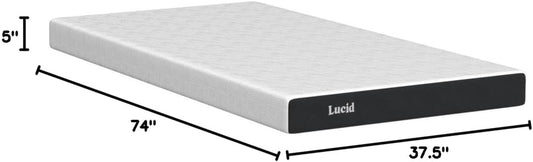 5 Inch Memory Foam Mattress – Low Profile - Firm Feel - Infused with Bamboo Charcoal and Gel - Bed in a Box - Temperature Regulating - Breathable - Twin Size