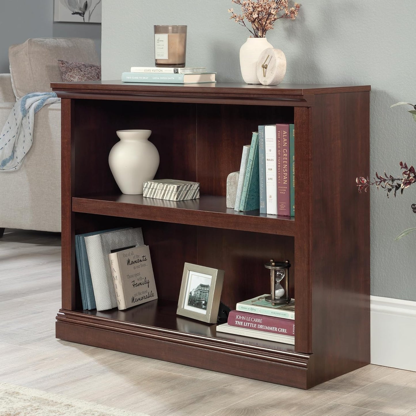 Miscellaneous Storage 2-Shelf Bookcase/ Book Shelf, Select Cherry Finish