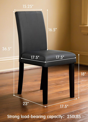Set of 4 Black Faux Leather Upholstered Dining Chairs with Durable Wooden Legs