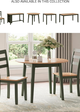 Gesthaven Contemporary Armless Dining Chair Set of 2 by Signature Design by Ashley, Solid Wood Frame, Contoured Mango Wood Veneer Seat, Adjustable Levelers, Green and Light Brown Finish