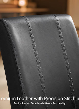 Set of 4 Black Faux Leather Upholstered Dining Chairs with Durable Wooden Legs
