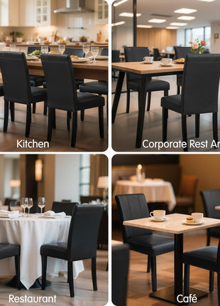 Set of 4 Black Faux Leather Upholstered Dining Chairs with Durable Wooden Legs