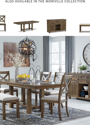 Signature Design by Ashley Moriville Set of 2 Upholstered Dining Room Chairs, 19", Brown, Modern Farmhouse Style