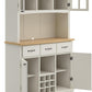 Buffet of Buffets Off-White Server with Hutch and Natural Wood Top