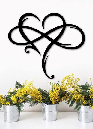 Infinity Heart Metal Wall Art - Sophisticated Steel Love Sign for Home and Wedding Decor, Perfect for Bedroom and Living Room (Black, 15.7 x 14 Inches)