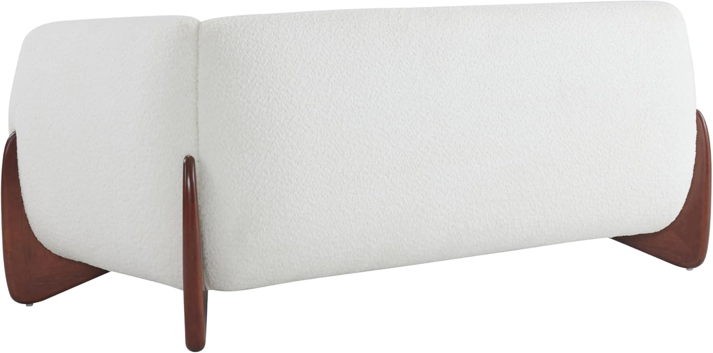 Alma 63" Boucle Loveseat with Wood Legs, 2 Seater Sofa Couches for Living Room, Upholstered Couch Chair, Soft Seating Lounge Sofa Chair, Cozy Loveseat with Armrest, Beige