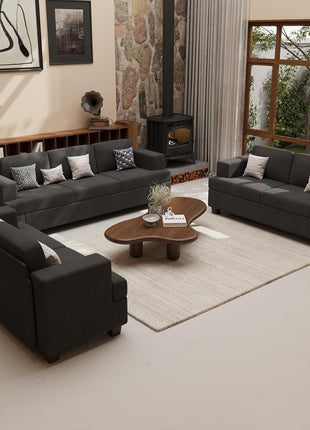 Elegant 2-Piece Black Corduroy Sofa Set for Living Rooms and Bedrooms